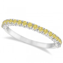 Half-Eternity Pave Thin Yellow Diamond Stack Ring 14k White Gold (0.50ct)