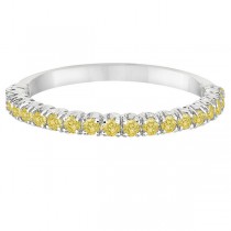 Half-Eternity Pave Thin Yellow Diamond Stack Ring 14k White Gold (0.50ct)