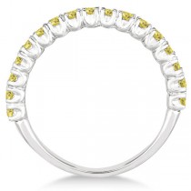 Half-Eternity Pave Yellow Diamond Stacking Ring 14k White Gold (0.75ct)
