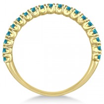 Half-Eternity Pave Thin  Blue Diamond Stack Ring 14k Yellow Gold (0.50ct)