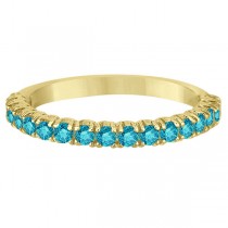 Half-Eternity Pave  Blue Diamond Stacking Ring 14k Yellow Gold (0.75ct)