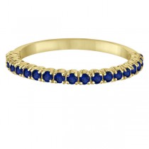Half-Eternity Pave Thin Blue Sapphire Stack Ring 14k Yellow Gold (0.65ct)