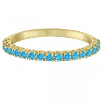 Half-Eternity Pave Thin Blue Topaz Stack Ring 14k Yellow Gold (0.65ct)