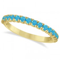 Half-Eternity Pave-Set Blue Topaz Stacking Ring 14k Yellow Gold (0.95ct)