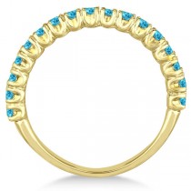 Half-Eternity Pave-Set Blue Topaz Stacking Ring 14k Yellow Gold (0.95ct)