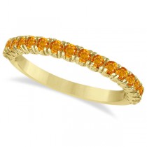 Half-Eternity Pave-Set Citrine Stacking Ring 14k Yellow Gold (0.95ct)