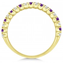 Amethyst & Diamond Wedding Band Anniversary Ring in 14k Yellow Gold (0.50ct)