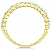 Aquamarine & Diamond Wedding Band Anniversary Ring in 14k Yellow Gold (0.50ct)