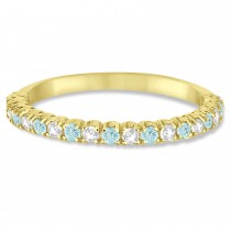 Aquamarine & Diamond Wedding Band Anniversary Ring in 14k Yellow Gold (0.50ct)