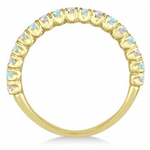 Aquamarine & Diamond Wedding Band Anniversary Ring in 14k Yellow Gold (0.75ct)