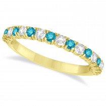 Blue & White Diamond Wedding Band Anniversary Ring in 14k Yellow Gold (0.75ct)