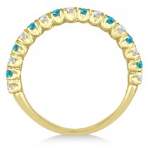 Blue & White Diamond Wedding Band Anniversary Ring in 14k Yellow Gold (0.75ct)