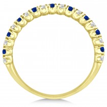 Blue Sapphire & Diamond Wedding Band Anniversary Ring in 14k Yellow Gold (0.50ct)