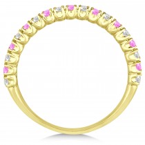 Pink Sapphire & Diamond Wedding Band Anniversary Ring in 14k Yellow Gold (0.50ct)