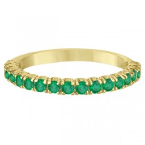 Half-Eternity Pave-set Emerald Stacking Ring 14k Yellow Gold (0.95ct)