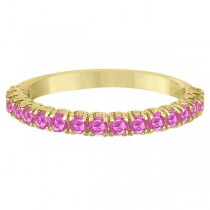 Half-Eternity Pave Pink Sapphire Stacking Ring 14k Yellow Gold (0.95ct)