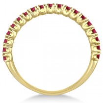 Half-Eternity Pave-set Thin Ruby Stacking Ring 14k Yellow Gold (0.65ct)
