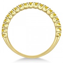 Half-Eternity Pave Thin Yellow Sapphire Ring 14k Yellow Gold (0.65ct)