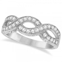 Twisted Diamond Infinity Ring 14k White Gold with Milgrain (0.50ct)
