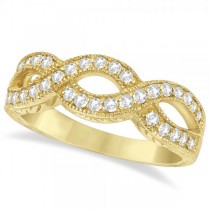 Twisted Diamond Infinity Ring 14k Yellow Gold with Milgrain (0.50ct)