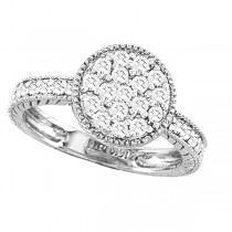 Designer Circle Diamond Fashion Ring in 14k White Gold (0.55ct)