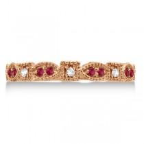 Vintage Stackable Diamond & Ruby Ring 14k Rose Gold (0.15ct)