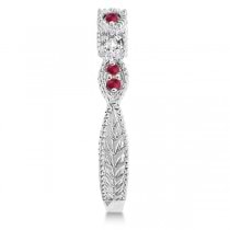 Vintage Stackable Diamond & Ruby Ring 14k White Gold (0.15ct)