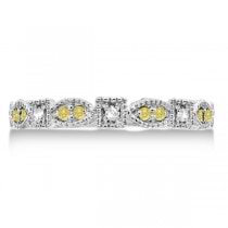 Yellow Canary & White Diamond Vintage Ring 14k White Gold (0.15ct)