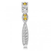 Vintage Diamond & Yellow Sapphire Ring 14k White Gold (0.15ct)