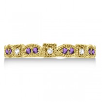 Vintage Stackable Diamond & Amethyst Ring 14k Yellow Gold (0.15ct)