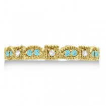 Vintage Stackable Diamond & Aquamarine Ring 14k Yellow Gold (0.15ct)