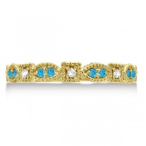 Vintage Stackable Diamond & Blue Topaz Ring 14k Yellow Gold (0.15ct)