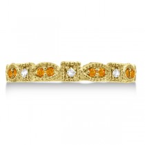 Vintage Stackable Diamond & Citrine Ring 14k Yellow Gold (0.15ct)
