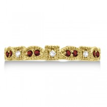 Vintage Stackable Diamond & Garnet Ring 14k Yellow Gold (0.15ct)