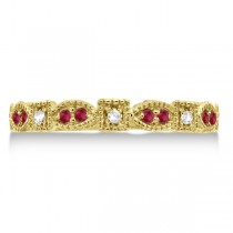 Vintage Stackable Diamond & Ruby Ring 14k Yellow Gold (0.15ct)