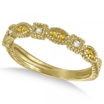 Vintage Diamond & Yellow Sapphire Ring 14k Yellow Gold (0.15ct)