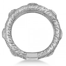 Vintage Wide Band Byzantine Diamond Ring 14k White Gold (1.15ct)