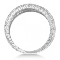 Hand-Engraved Filigree Diamond Right Hand Ring 14k White Gold (0.50ct)