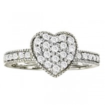 Diamond Heart Ring in 14K White Gold (0.50 ctw)