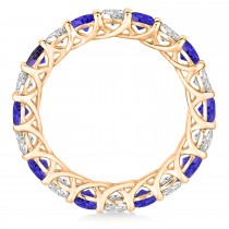 Luxury Diamond & Tanzanite Eternity Ring Band 14k Rose Gold (4.20ct)
