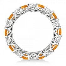 Luxury Diamond & Citrine Eternity Ring Band 14k White Gold (4.20ct)