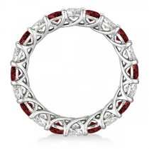 Luxury Diamond & Garnet Eternity Ring Band 14k White Gold (4.20ct)
