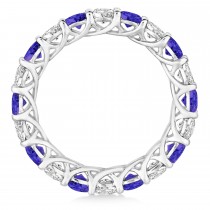 Luxury Diamond & Tanzanite Eternity Ring Band 14k White Gold (4.20ct)