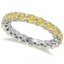 Fancy Yellow Canary Diamond Eternity Ring Band 14k White Gold (3.50ct)