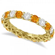 Luxury Diamond & Citrine Eternity Ring Band 14k Yellow Gold (4.20ct)