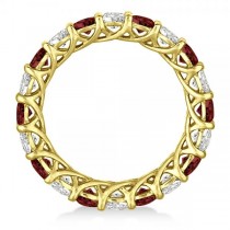 Luxury Diamond & Garnet Eternity Ring Band 14k Yellow Gold (4.20ct)
