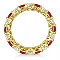 Luxury Diamond & Ruby Eternity Ring Band 14k Yellow Gold (4.20ct)