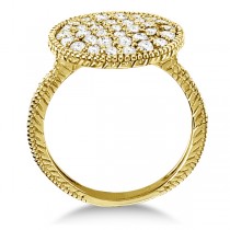 Diamond Large Circle Cocktail Right-Hand Ring 14k Yellow Gold (1.51ct)