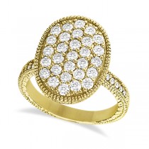 Diamond Large Oval Cocktail Right-Hand Ring 14k Yellow Gold (1.50ct)