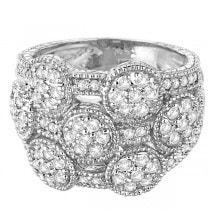 Bubble Design Diamond Right-Hand Ring Band 14k White Gold (1.30ct)